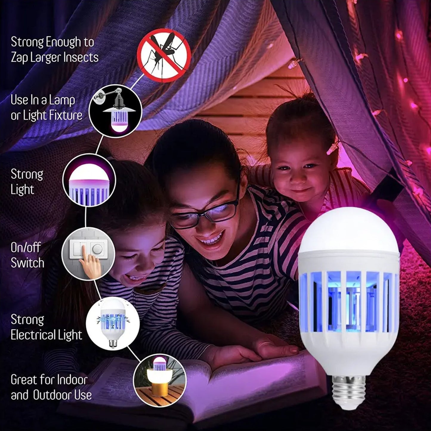 15W Mosquito Killer Lamp – E27 LED Zapper for Flying Insects & Moths