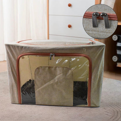 Zippered Closet Storage Box with Lid, With Window (Mix Design & Size / 1 Pc)