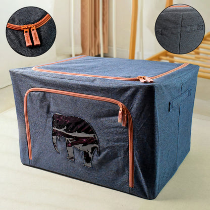 Zippered Closet Storage Box with Lid, With Window (Mix Design & Size / 1 Pc)