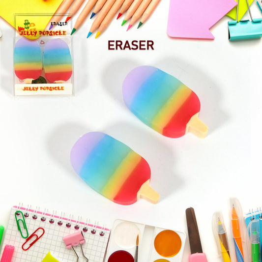 Jelly Popsicle Erasers – Cute & Fancy Mini Erasers for Kids (2 Pc Set, Mix Design)