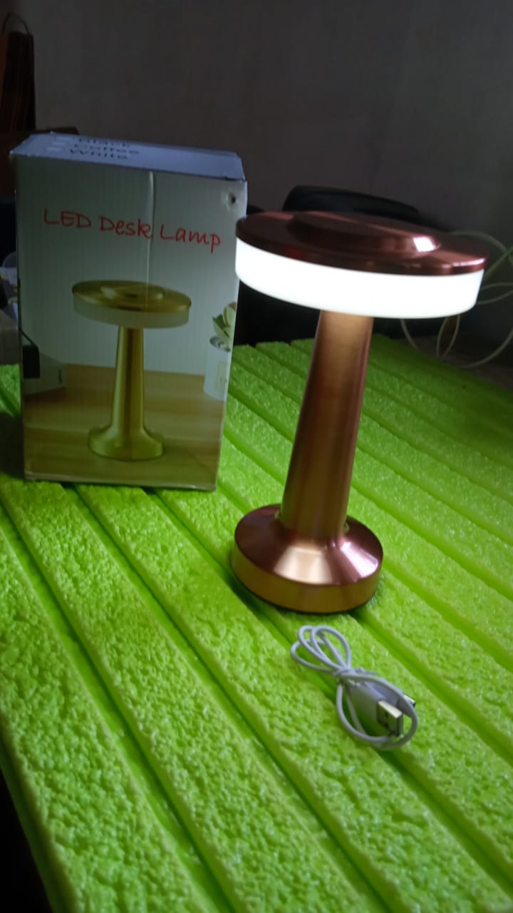 Touch LED Metal Desk Lamp – USB Rechargeable, 3 Colors/Brightness Levels, Dimmable Eye Protection (1 Pc)