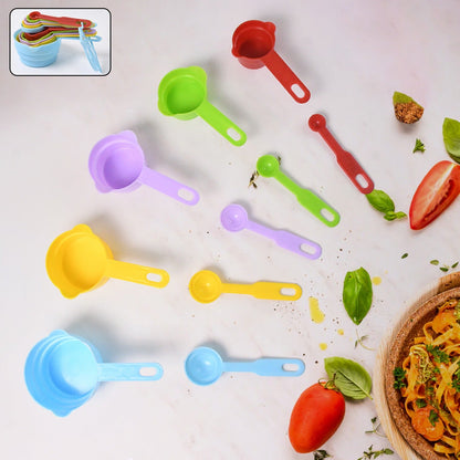 10Pcs Plastic Measuring Spoons and Cups Set for Home Kitchen Cooking.